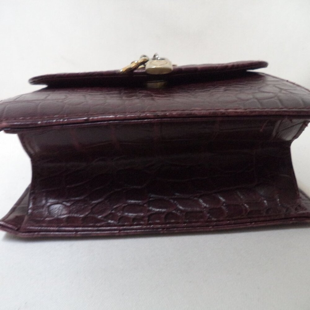 Accessory Works Vintage Croc faux leather tote bag purse w/ heart & lock small - Picture 13 of 15